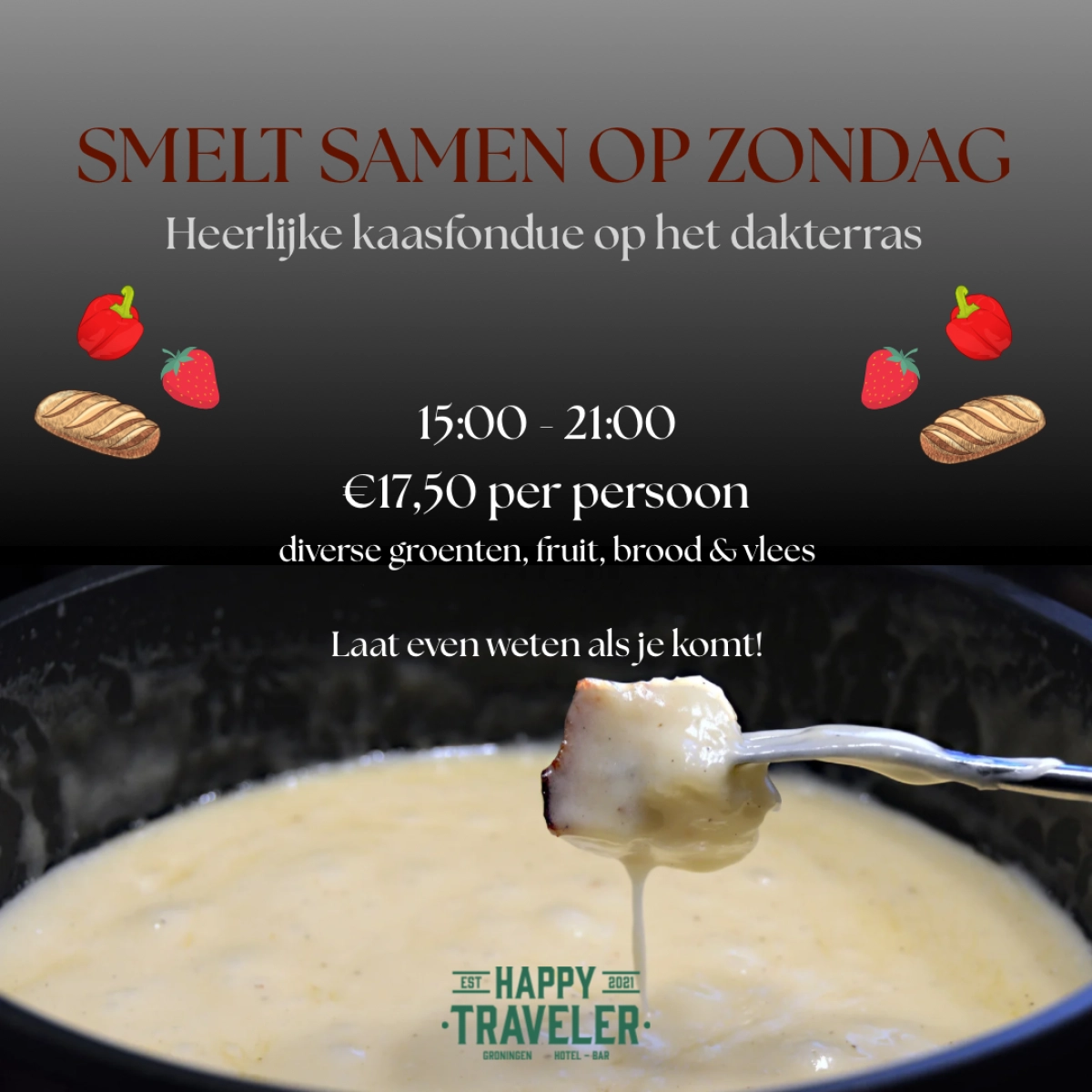 Kaasfondue bij The Happy Traveler